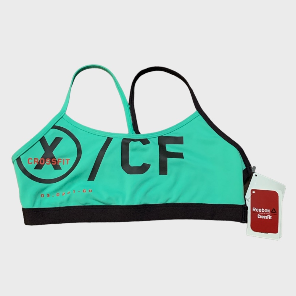 Reebok Womens Green Black CrossFit Sports Bra Size Large